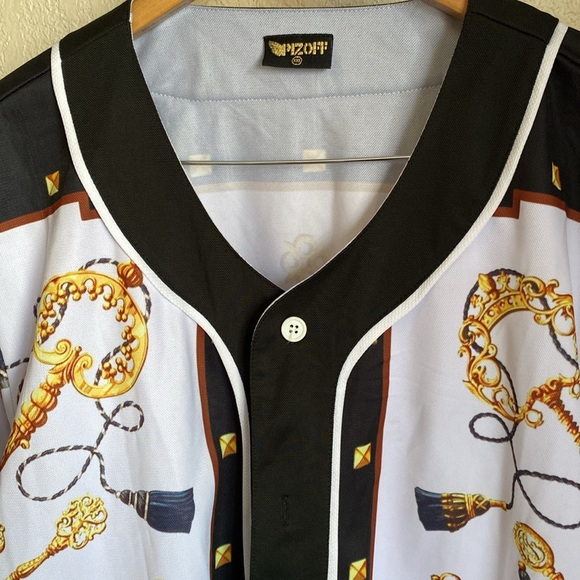 BOLD Gold chain & Gems  baseball jersey by Pizoff - - Picture 7 of 8